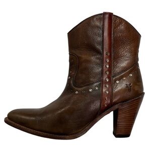 Frye Dark Brown Studded Ankle Booties